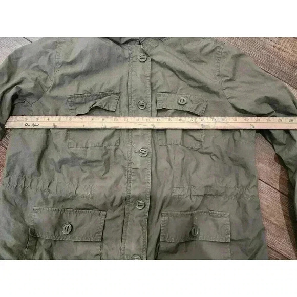 Talbots Plus Jacket Womens 1X Green Khaki Utility Safari Zip Button Pockets - Picture 5 of 6
